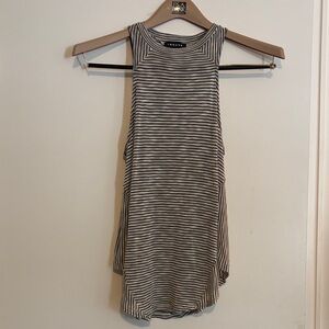 Trouve Black and White Striped Tank Top